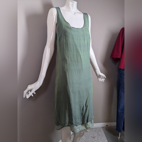Hurricane Grace Silk Slip Dress Size 8 Green Purple Ombre 90s Minimalist Layered - Picture 6 of 10